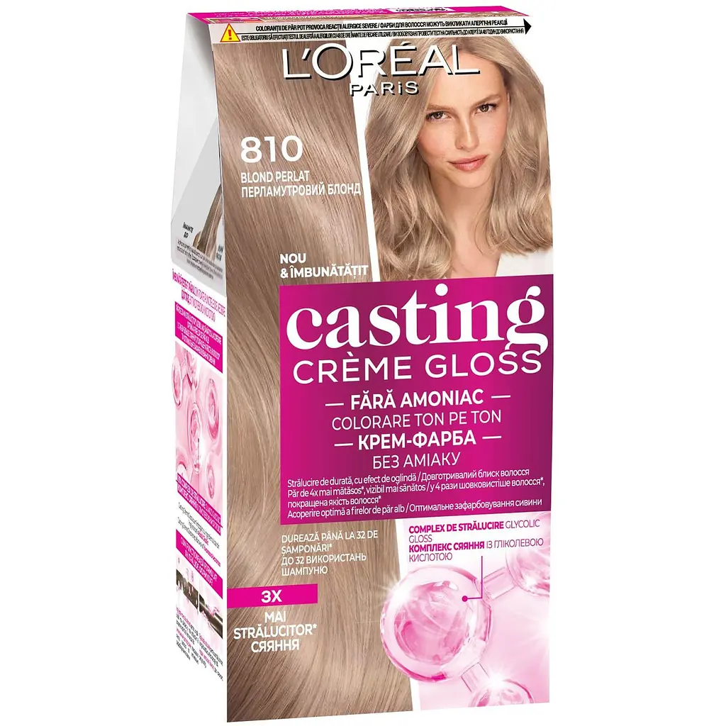 Уцінка. Фарба-догляд для волосся без аміаку L'Oreal Paris Casting Creme Gloss відтінок 810 Перламутровий блонд 120 мл (A5775476)