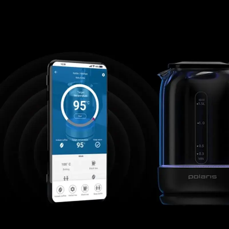 Електрочайник Polaris PWK 17107CGLD WIFI IQ Home чорний - фото 11