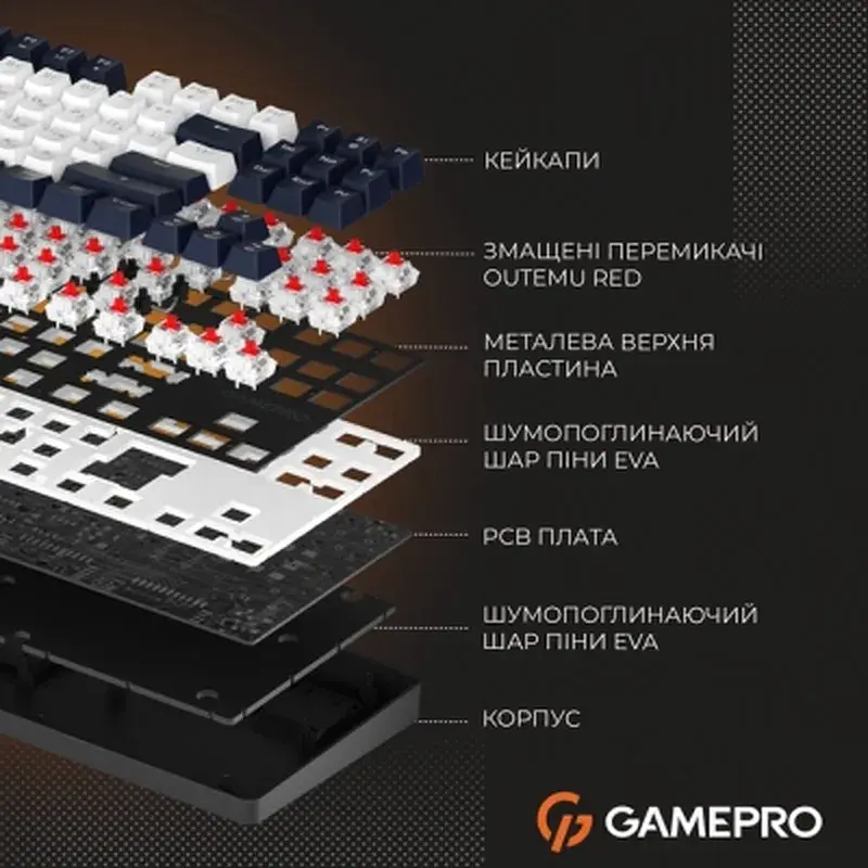 Клавіатура GamePro Genesis Metallic MK110B Outemu Red Switch USB UA Black (MK110B) - фото 12
