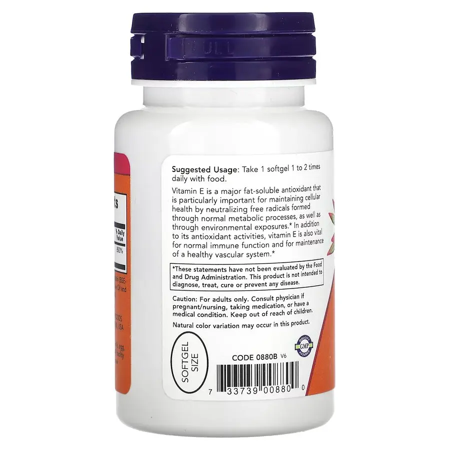Вітамін E NOW Vitamin E-200 with Mixed Tocopherols, 100 капсул - фото 3