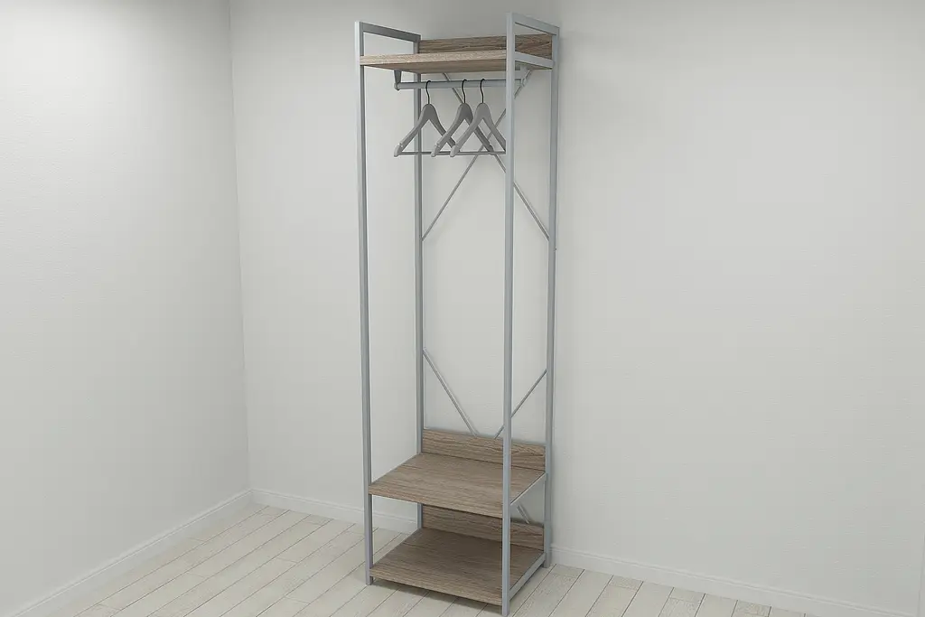 Шафа Гардероб Уні секція 1 серії Конект Ferrum-decor 220x60x50см Сірий метал ДСП Дуб Сонома Трюфель 32 мм (FRD-104506) - фото 5