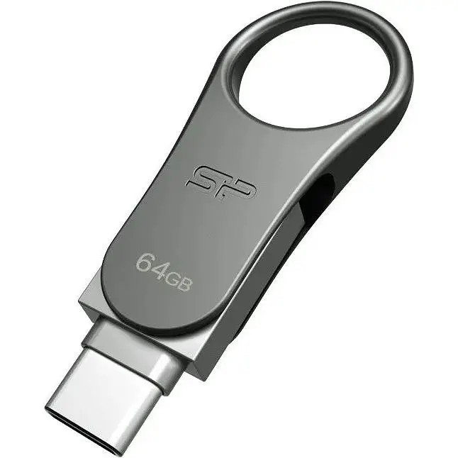 USB Flash накопичувач Silicon Power 64GB Mobile C80 USB 3.0/Type-C silver (SP064GBUC3C80V1S) - фото 2
