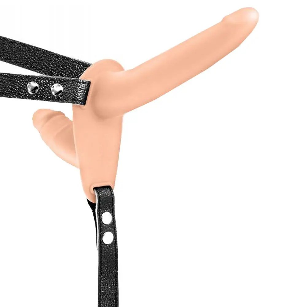 Страпон Fetish Tentation Vibrating Strap-on With, 15 см (тілесний) - фото 3