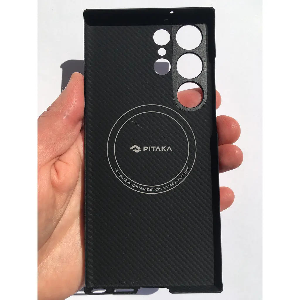 Оригінальний протиударний чохол для Samsung Galaxy S23 Ultra Pitaka MagEZ MagSafe Case 3 Twill Black/Grey KS2301U - фото 5