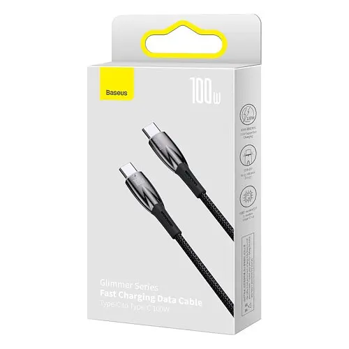 PD кабель Baseus Glimmer Series Fast Charging Data Cable Type-C to Type-C 100W 1m чорний CADH000701 - фото 2