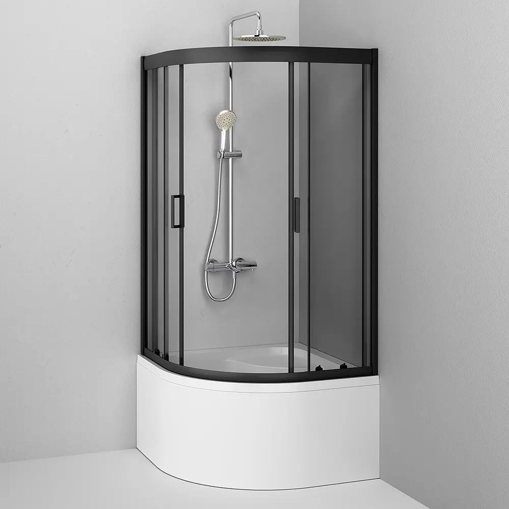 Душова кабіна Am.Pm Gem 90x90 см без піддону black W90UG-401A090BT, Чорний, Універсальна, прозорий, чорний - фото 4