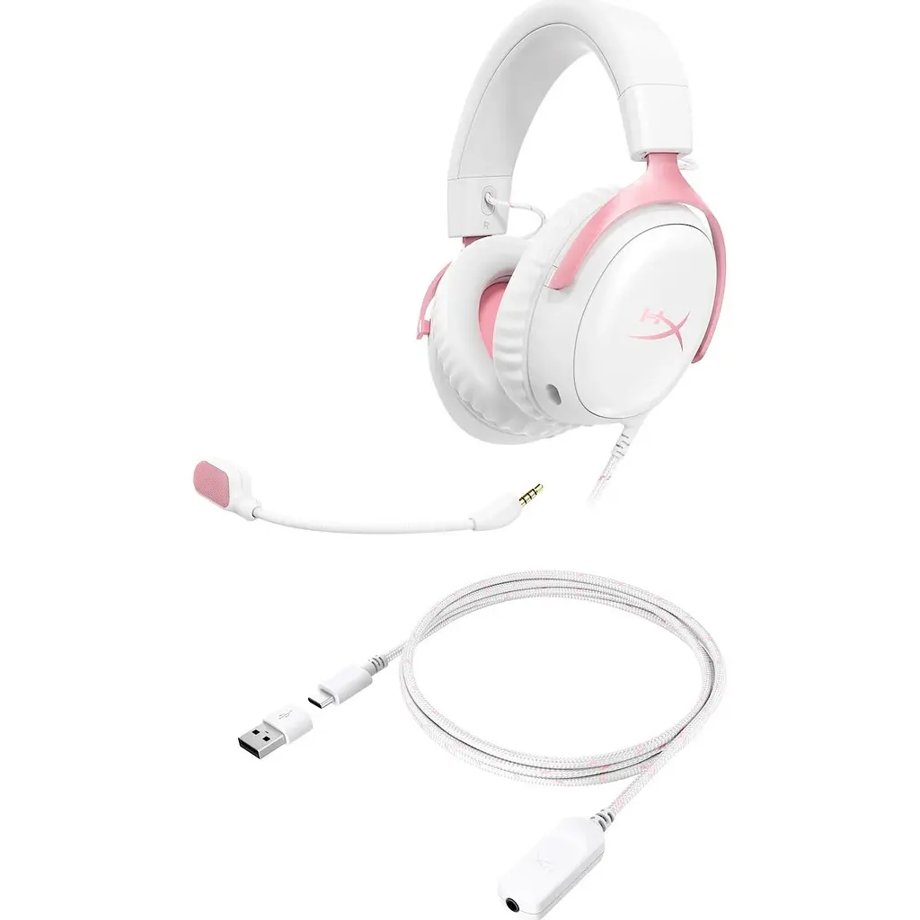 Игровые наушники HyperX Cloud III White/Pink (9W1Q4AA) [155193] - фото 7