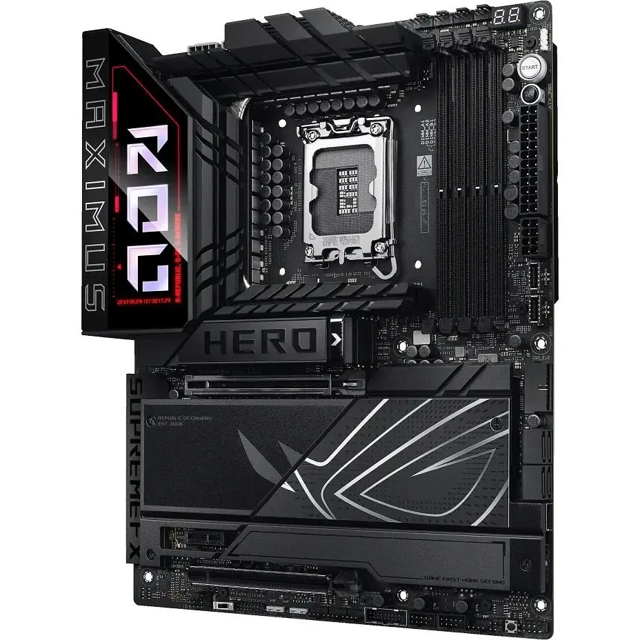 Материнська плата Asus ROG Maximus LGA1851, Z890 HERO, Z890, 4xDDR5, 1xPCI-E 5.0 x16, 1xPCI-E 4.0 x16, 1xPCI-E 4.0 x1, 4xSATA3, 6xM.2, SlimSAS, ALC4082 + ESS ES9219, Intel 2.5Gb + Realtek 2.5Gb, WiFi 7, Bluetooth 5.4, HDMI/2xType-C, ATX - фото 4