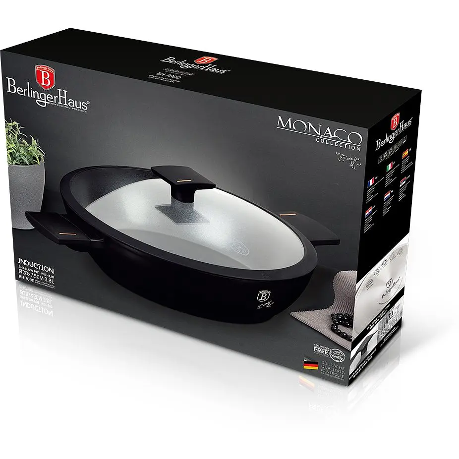 Сотейник с крышкой Berlinger Haus Monaco Collection, 3,8 л, черный (BH 7090) - фото 2