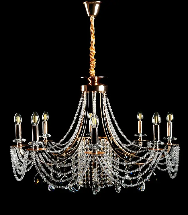 Розкішна підвісна кришталева люстра Splendid Ray L6008/10 (SGD) - золото, 10xE14, діаметр 85 см, від 18 до 28 м2 - фото 2