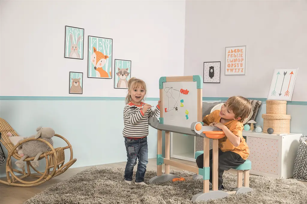 Дерев'яна парта-трансформер Smoby з двосторонньою дошкою й аксесуарами (420301) - фото 5