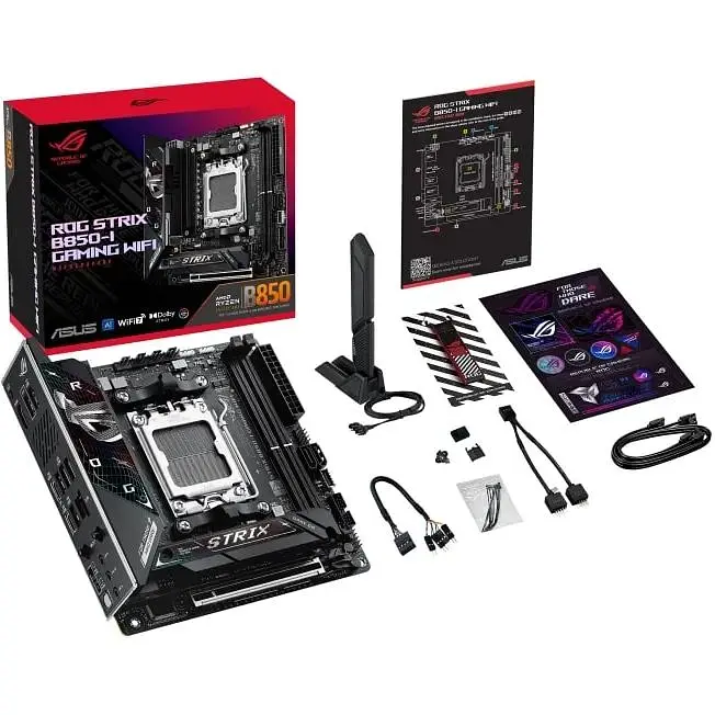 Материнская плата Asus Rog Strix B850-I Gaming WIFI sAM5 B850 2xDDR5 M.2 HDMI USB Type-C WiFi BT mITX - фото 2