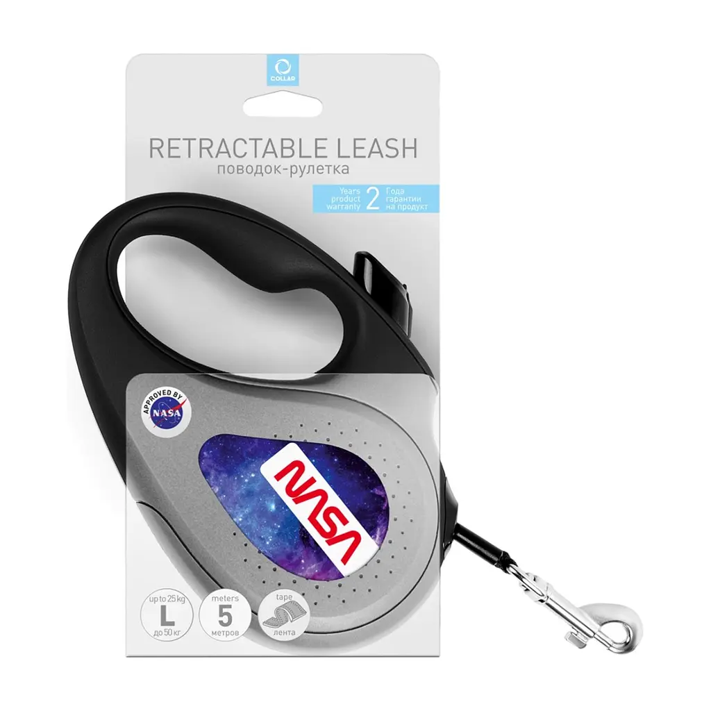 Повідець для собак WAUDOG R-leash NASA21 світловідбиваюча стрічка M 5 м (8125-0148-01) - фото 2