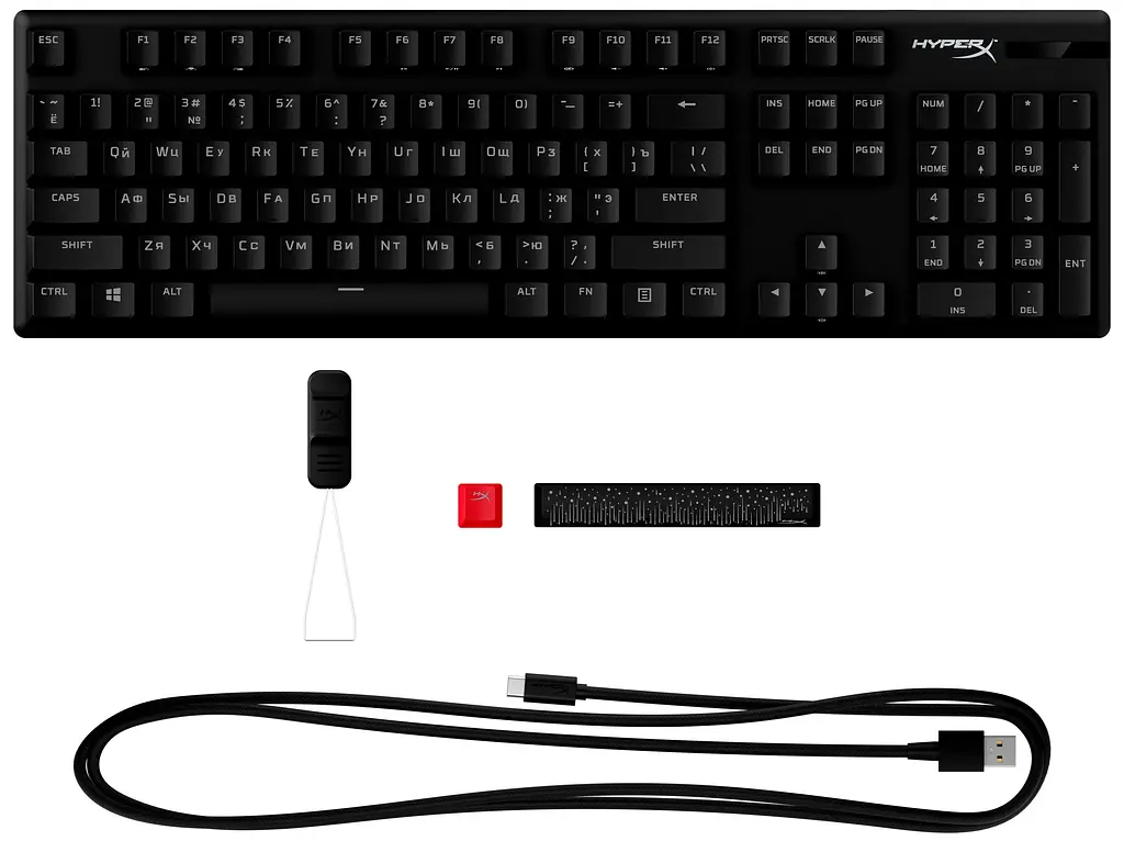 HyperX Клавіатура Alloy Origins Red USB RGB PBT ENG/RU, Black - фото 7