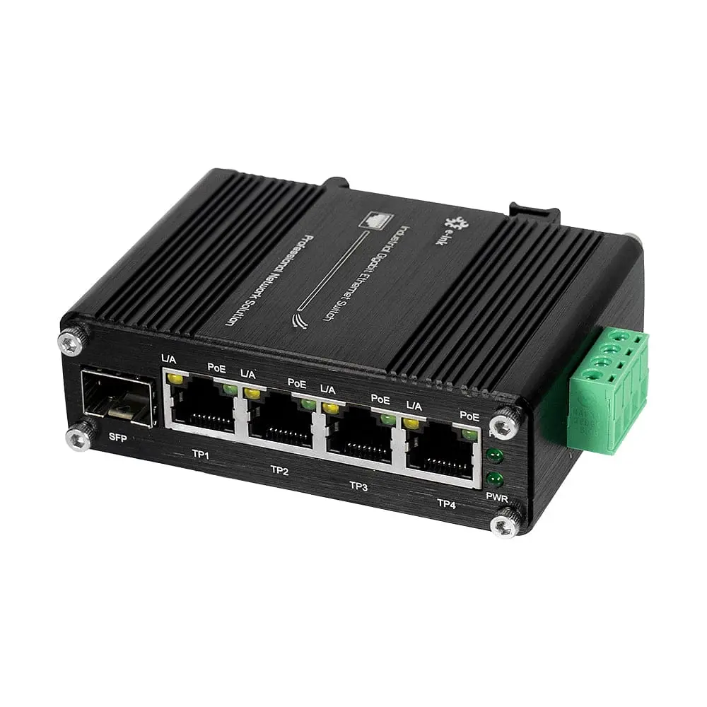 PoE-комутатор 5-портовий E-LINK LNK-IMC104GP-SFP IN 12-48V (73-00126) - фото 10