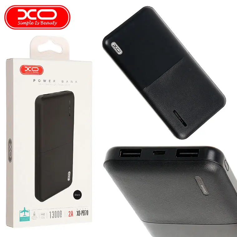 Портативный внешний аккумулятор XO PB70 13000 mAh Power Bank (Черный) - фото 6