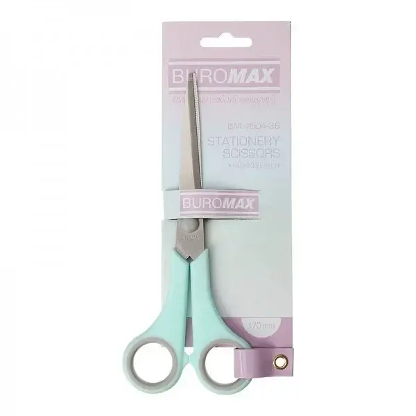Ножиці офісн. "Buromax" Pastel №BM.4504-38 17см гумові вставки