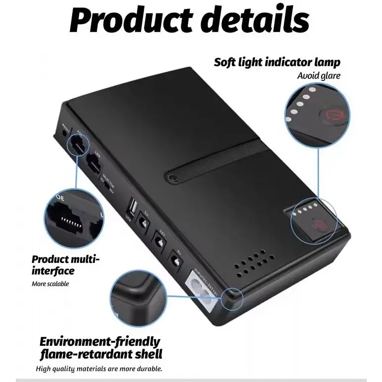 ИБП UPS DC1018L POE под заменные АКБ 18650 4 шт. дизайн 2 Black - фото 2