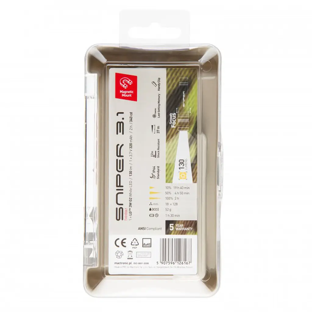 Ліхтар тактичний Mactronic Sniper 3.1 (130 Lm) USB Rechargeable Magnetic (THH0061) - фото 10