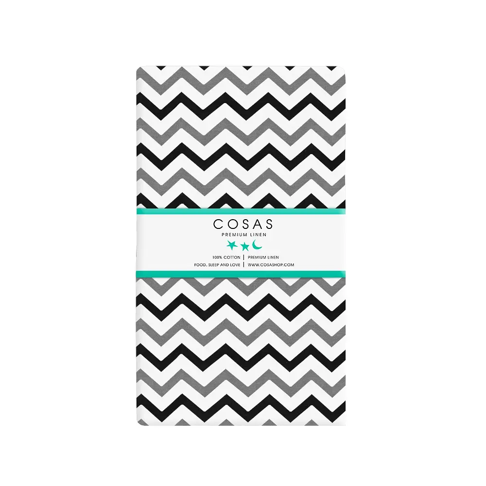 Простынь Cosas на резинке в детскую кроватку 60х120 g&b zigzag, серый (ZigGreyBlack_120) - фото 5