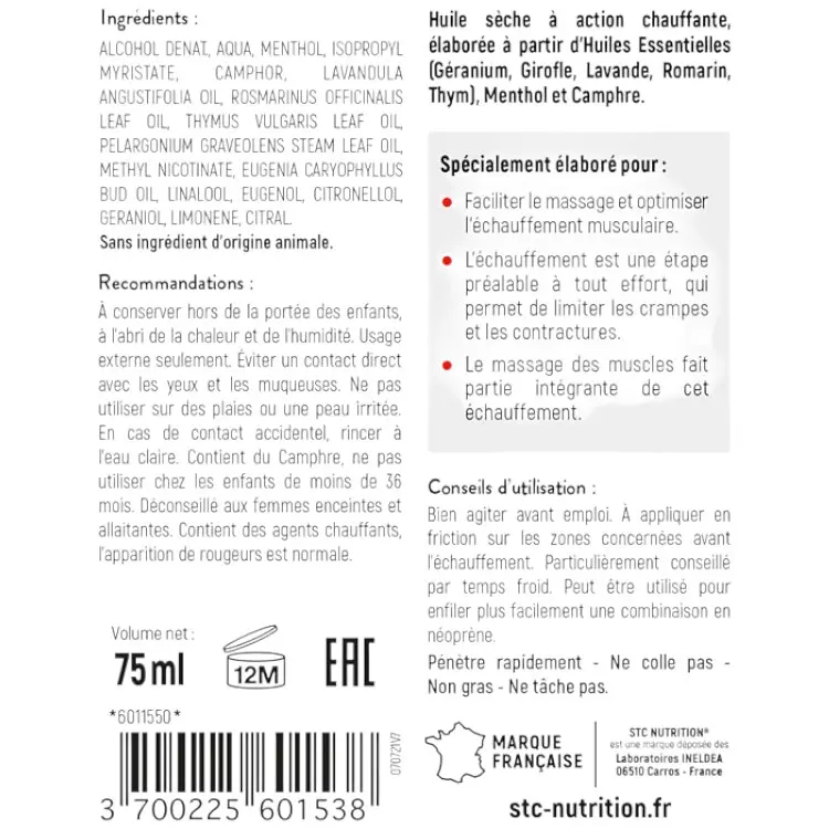 Спрей для тела STC Nutrition Chauffant Tonifiant тонизирующий разогревающий 75 мл - фото 4