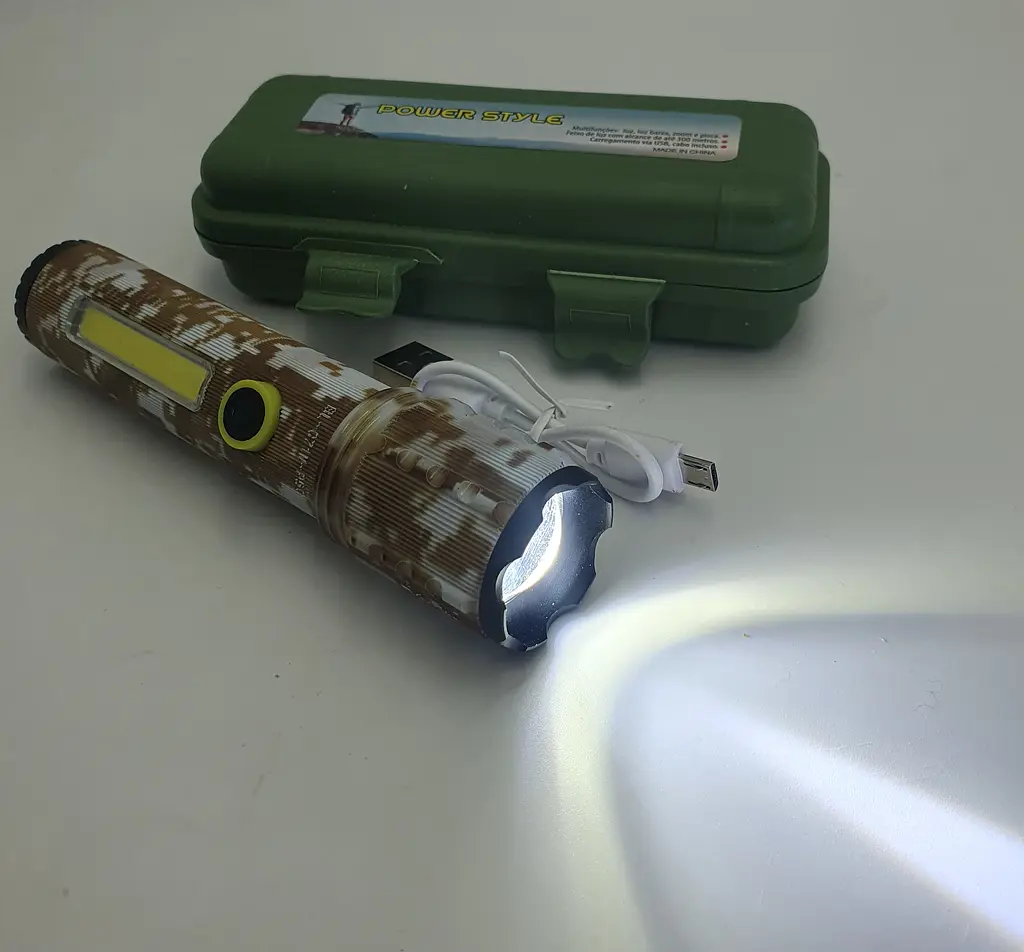 Світлодіодний ліхтар із боковим COB світильником USB зарядка ручний ліхтарик акумуляторний X-BALOG BL C71 P50 камуфляж - фото 4
