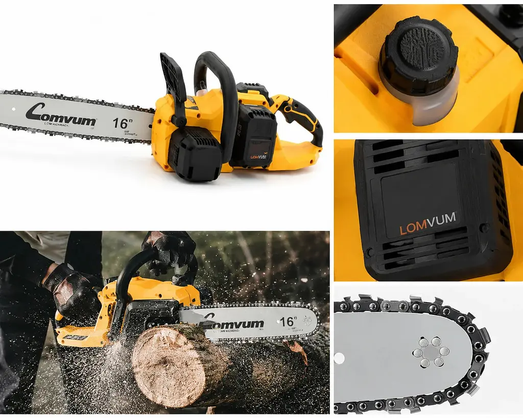 Акумуляторна ланцюгова пила Electric Saw DT-1291 16" з 2 акумуляторами жовта - фото 4