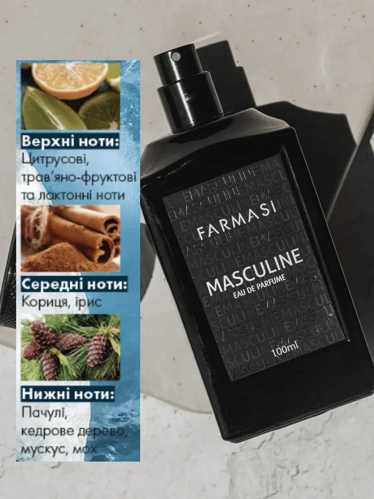 Пробник-тестер чоловічої парфумованої води Farmasi Masculine, 1,4 мл - фото 3
