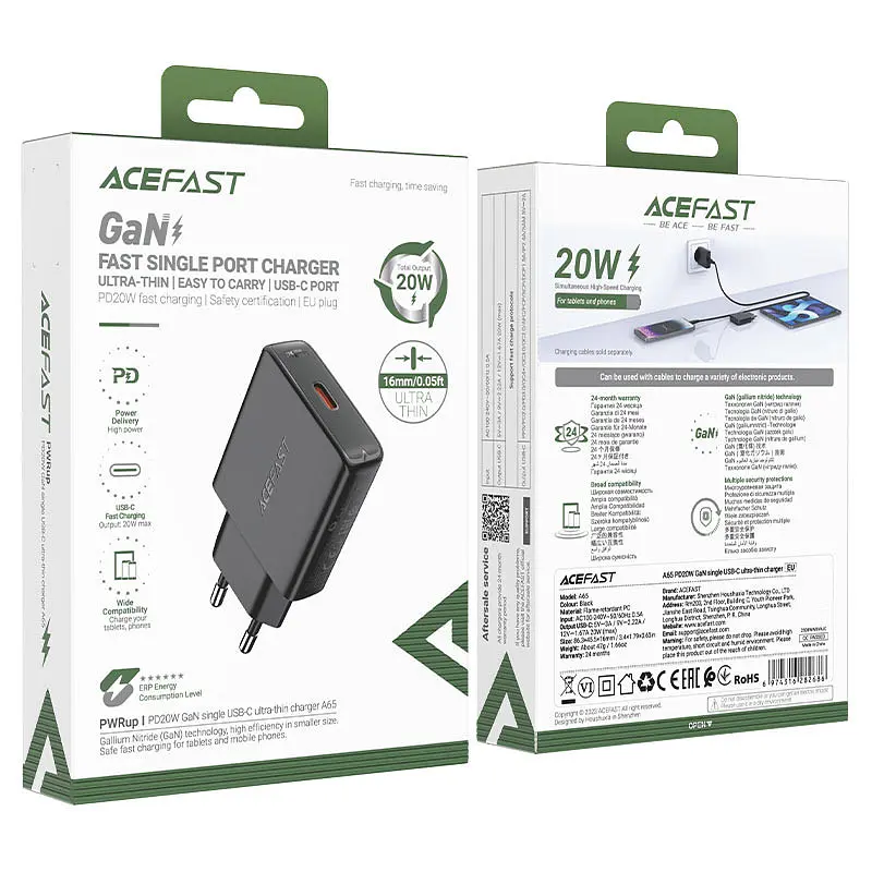 МЗП Acefast A65 PD20W GaN (USB-C) Black - фото 6