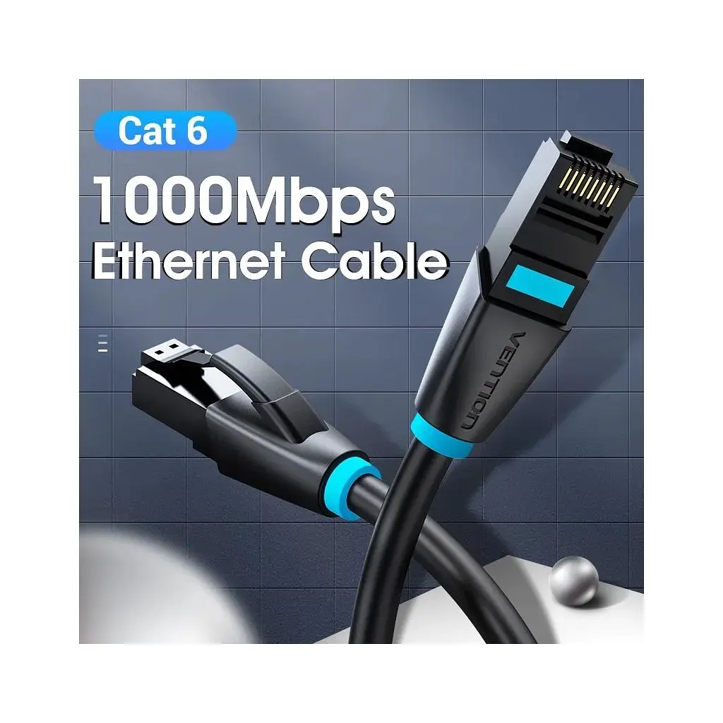 Патч-корд 1м, UTP cat 7 RJ-45 black Vention (IBKBF) - фото 2