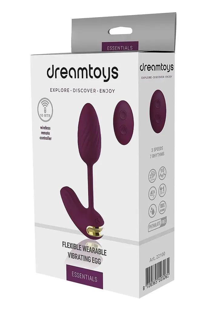 Віброяйце Dream Toys Essentials Flexible Wearable Vibrating Egg, 10 см (фіолетовий) - фото 5