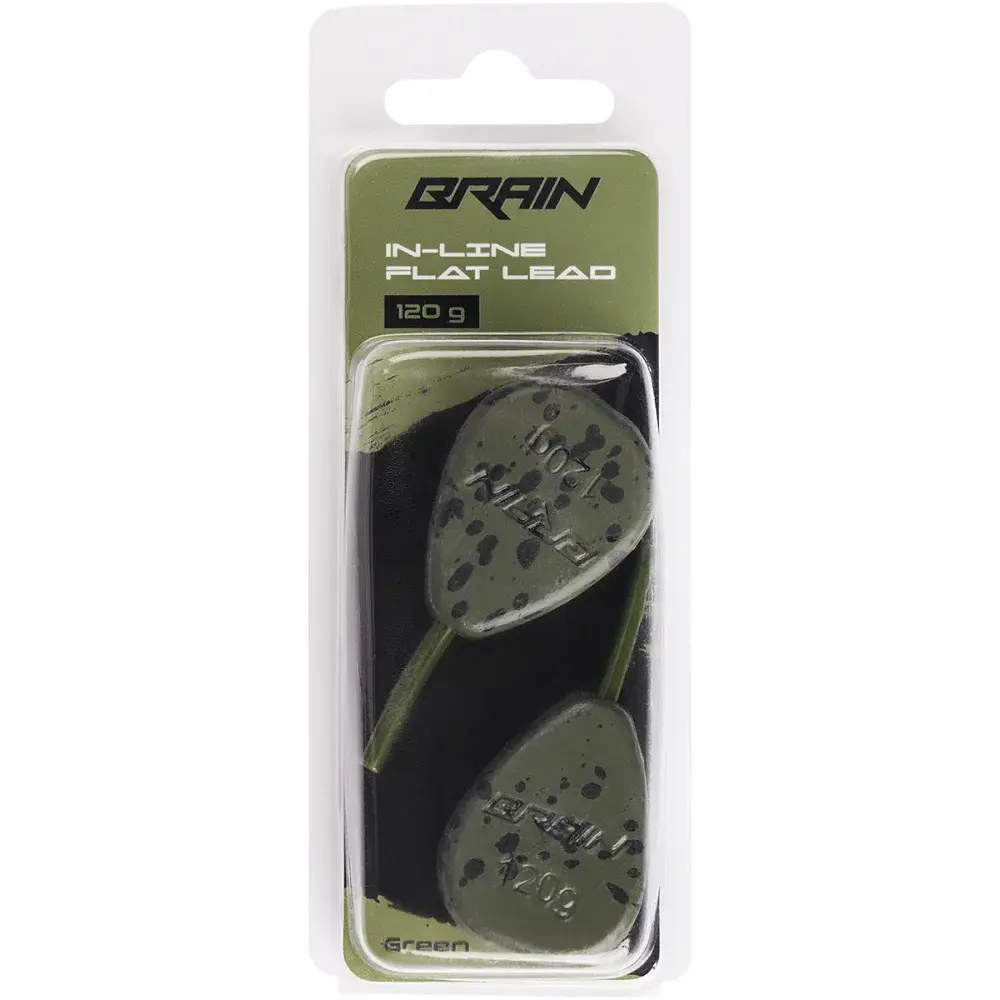 Грузило Brain In-Line Flat Lead 120g 2шт/уп Green - фото 2