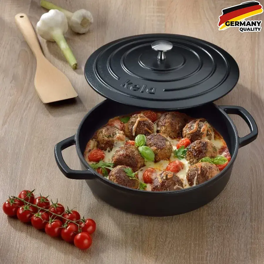 Сотейник чугунный Kela Calido с крышкой 28 см, 3,2 л черный (12468) - фото 2