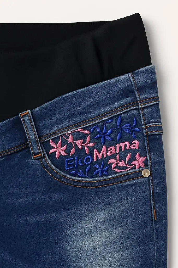 Джинси для вагітних slim fit з бандажним поясом для майбутніх мам стрейчеві завужені S (44) EkoMama синій - фото 3