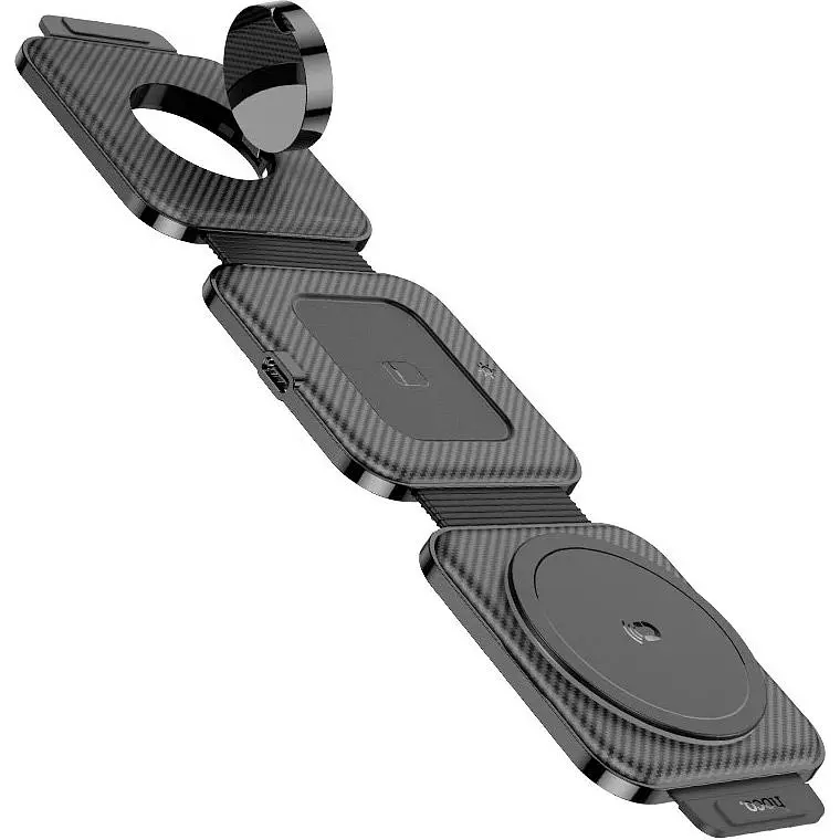 Бездротовий зарядний пристрій Hoco 3 in 1 Folding CQ4 Black (608510) [107173] - фото 4