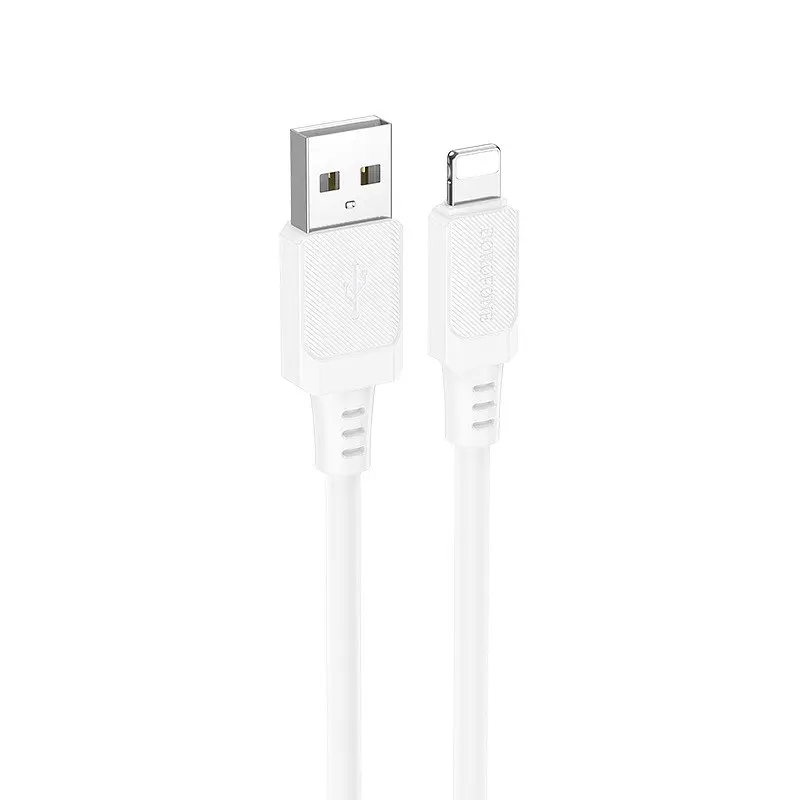 Кабель BOROFONE BX115 Lotto silicone charging data cable USB to iPhone силіконове оплетення білий