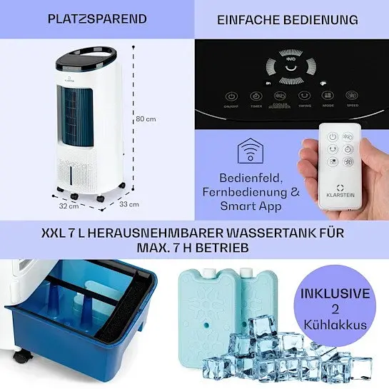 Охолоджувач повітря Klarstein IceWind Plus Smart 4-in-1 Синій (10040209) - фото 3