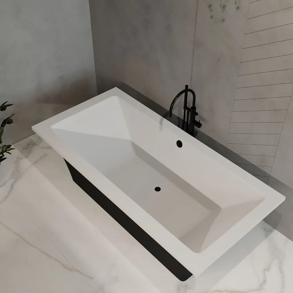 Ванна окремостояча матова Amidicon Tytul 185x85 чорна з литого каменю TYTUL_185_BLACK_MAT, Чорний матовий - фото 3