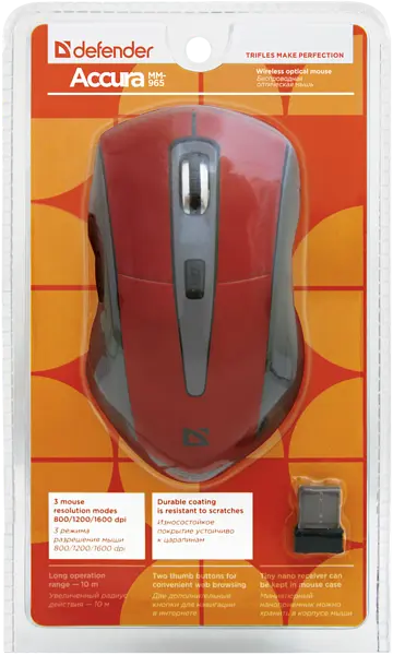 Мишка Defender Accura MM-965 Red (52966) - фото 4
