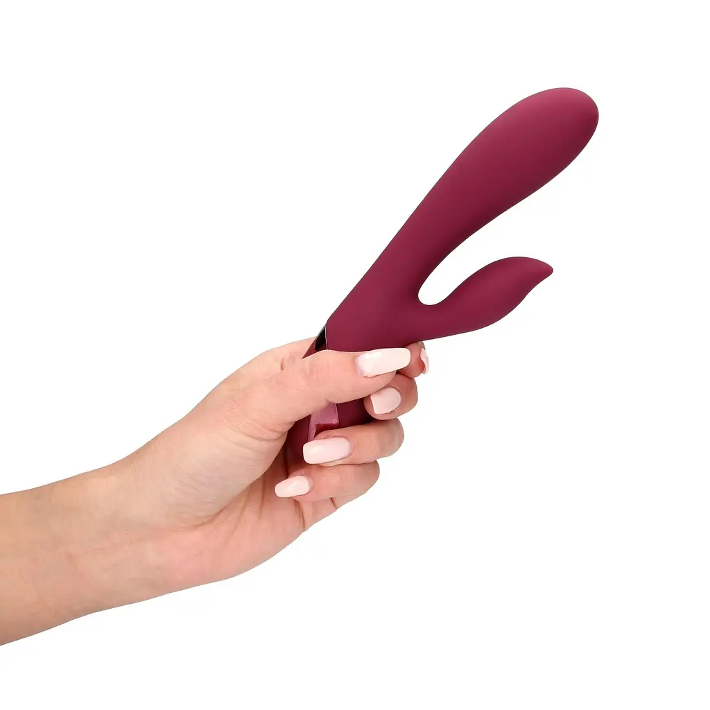 Вибратор-кролик Loveline Smooth Silicone Rabbit 20 см (вишневый) - фото 3