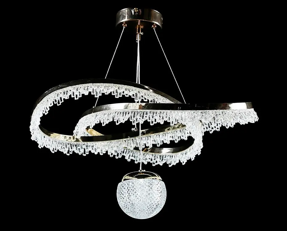 Люстра світлодіодна Splendid Ray L150/2 LED, 2 лампи, регульована висота 40-120 см, золота та біла, сучасний стиль для дому - фото 2