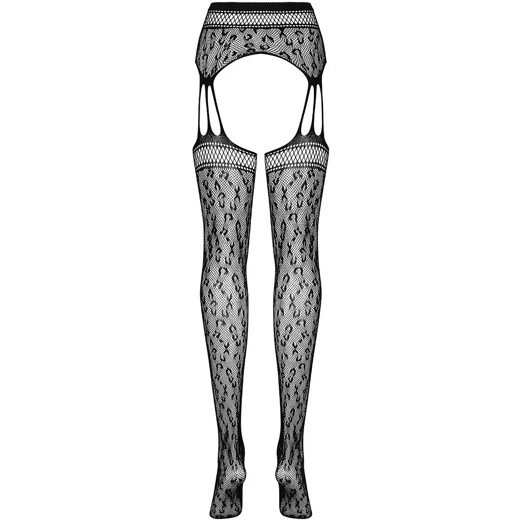 Сітчасті панчохи-стокінги під леопард Obsessive Garter stockings S817 S/M/L - фото 6