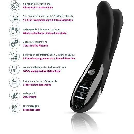 Вибратор двойной с электростимуляцией Mystim Tingling Aparte eStim Black миостимулятор - фото 3