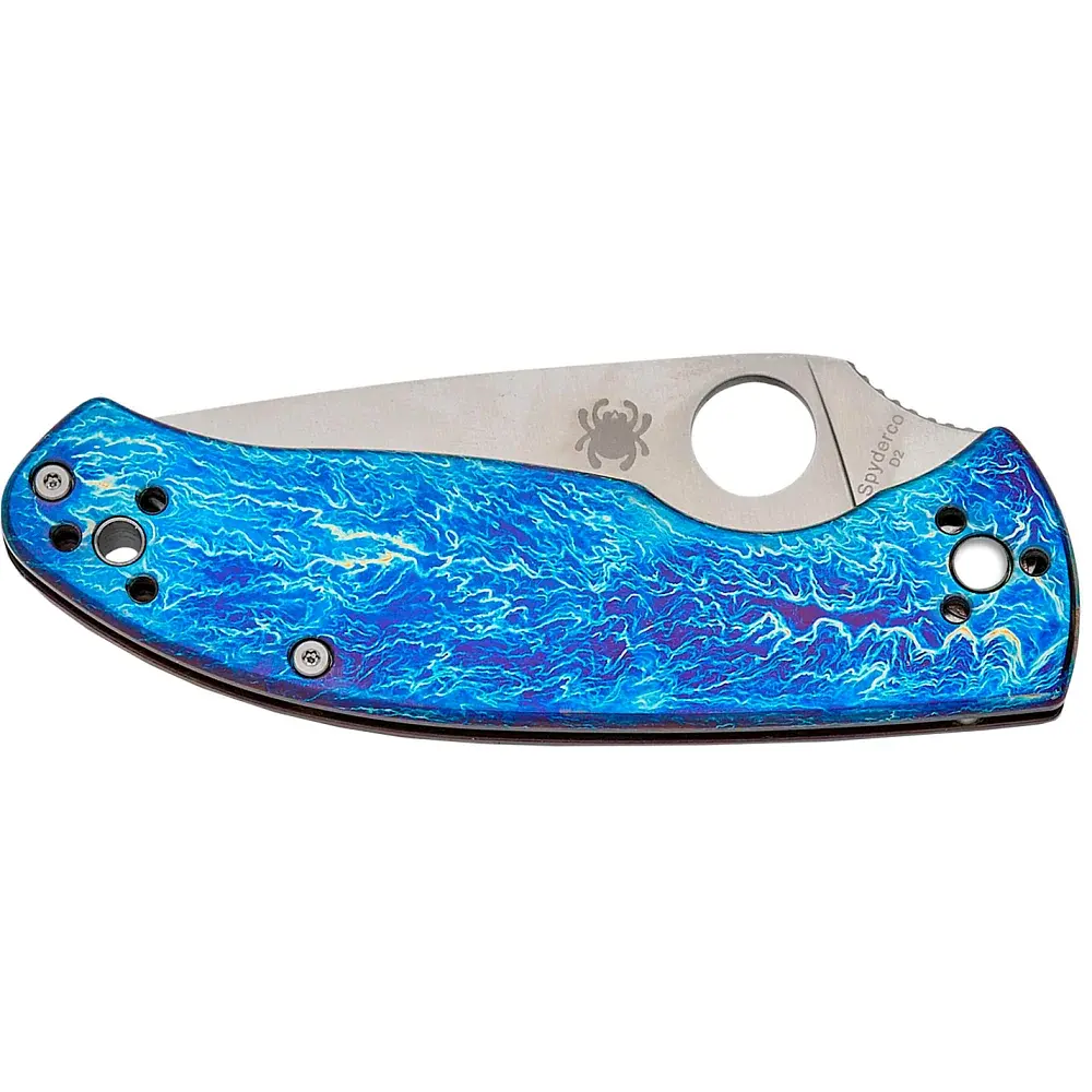 Ніж Spyderco Tenacious D2 Titanium Blue - фото 3