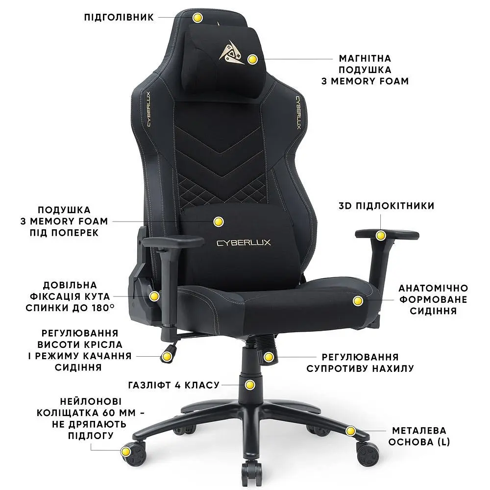 Геймерське крісло Mealux Cyberlux Poseidon Black (GM-415 B) - фото 7
