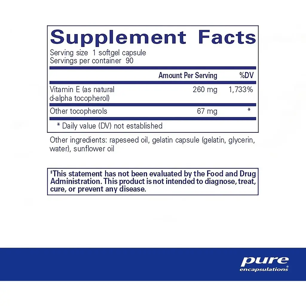 Витамин Е Pure Encapsulations со смешанными токоферолами 90 капсул - фото 2