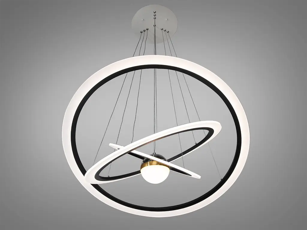 Люстра стельова LED Diasha 2328-800+600+400BK 140W, чорний, сучасний стиль для вітальні, спальні - фото 2