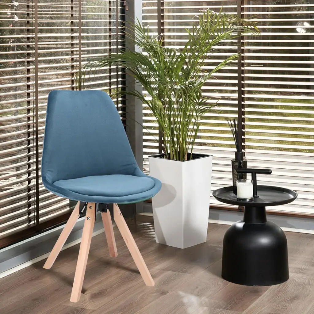 Стілець Jumi Saida у скандинавському стилі з дерев'яними ніжками аквамарин - фото 11