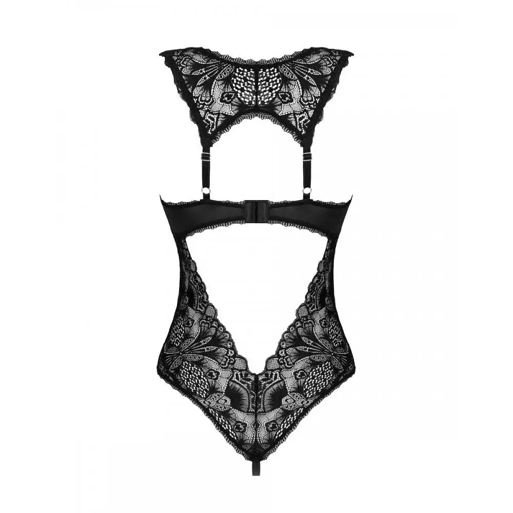 Еротичне боді з відкритою промежиною Obsessive Donna Dream crotchless teddy, M/L, чорний - фото 4