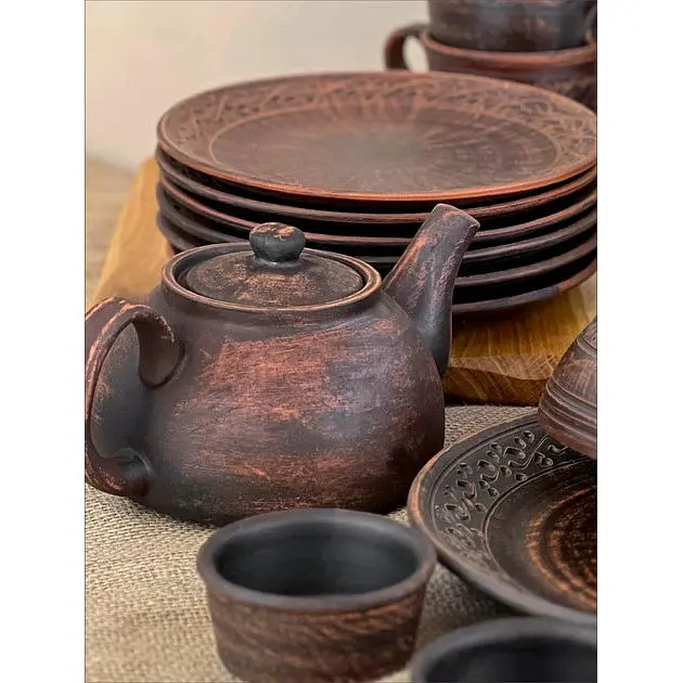 Столовий сервіз керамічного (глиняного) посуду для млинців на 6 осіб - фото 3